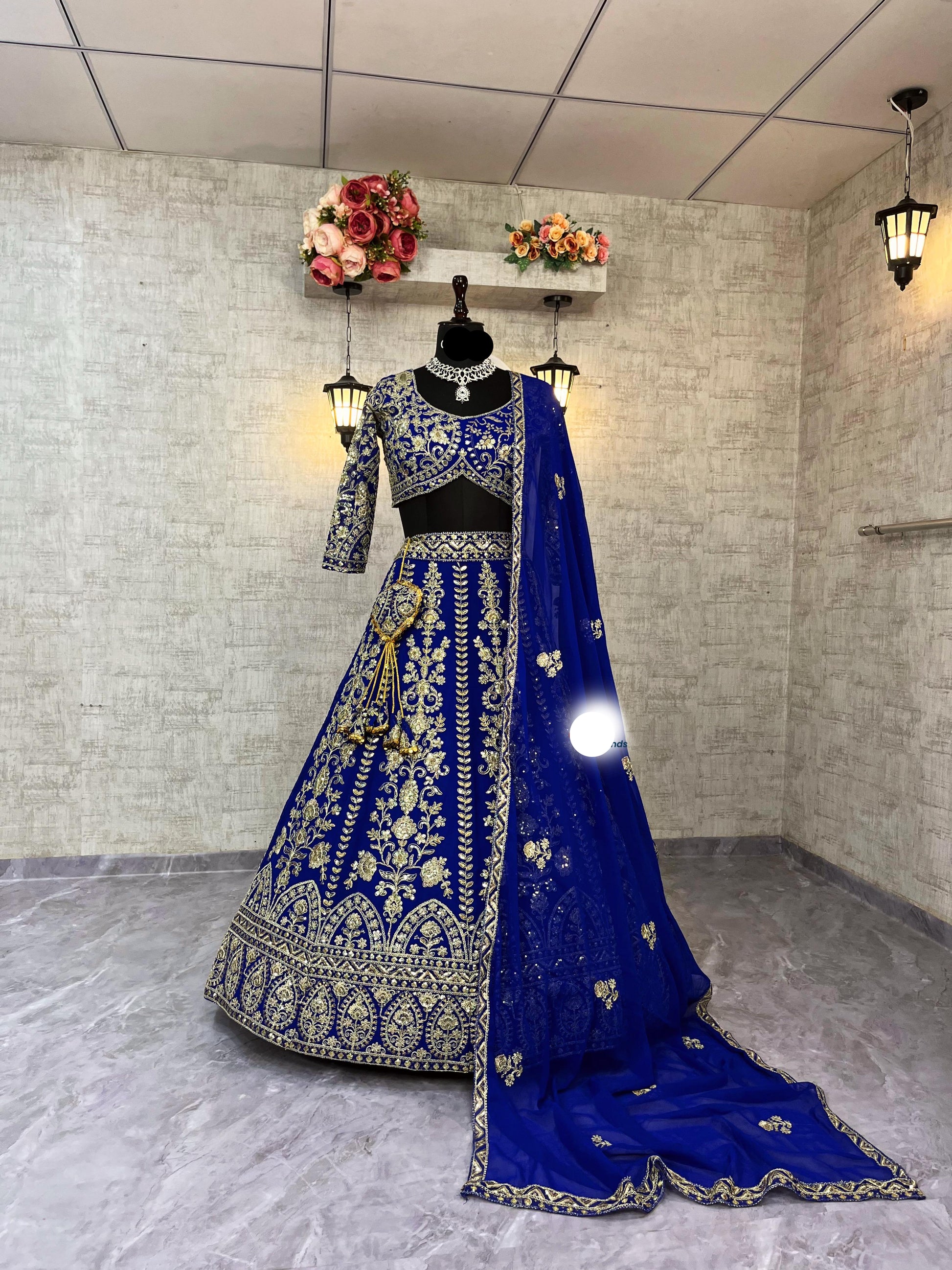 Faux Georgette Lehenga with Coding Sequins Work & Dupatta – Semi-Stitched Partywear Set