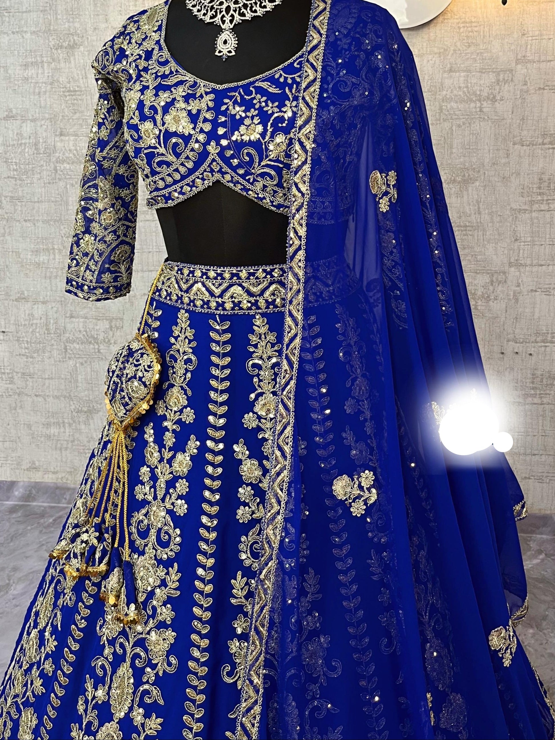 Faux Georgette Lehenga with Coding Sequins Work & Dupatta – Semi-Stitched Partywear Set