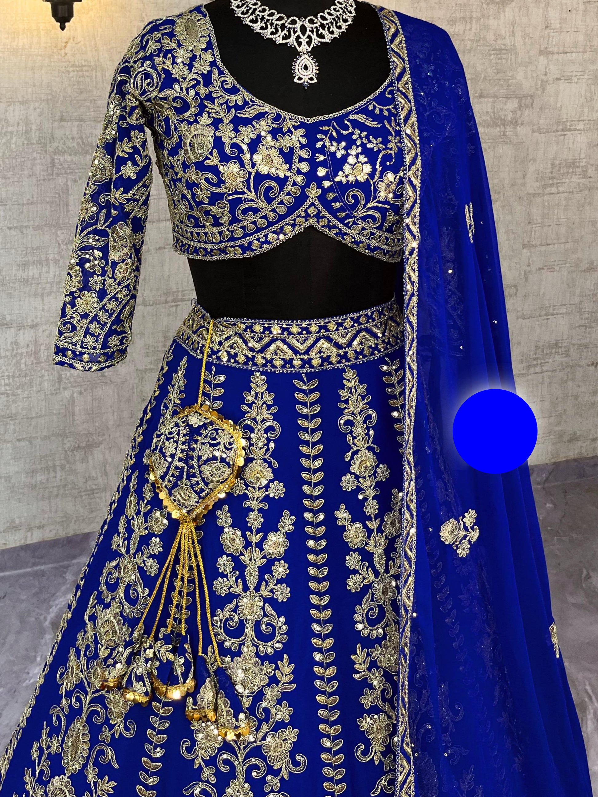 Faux Georgette Lehenga with Coding Sequins Work & Dupatta – Semi-Stitched Partywear Set