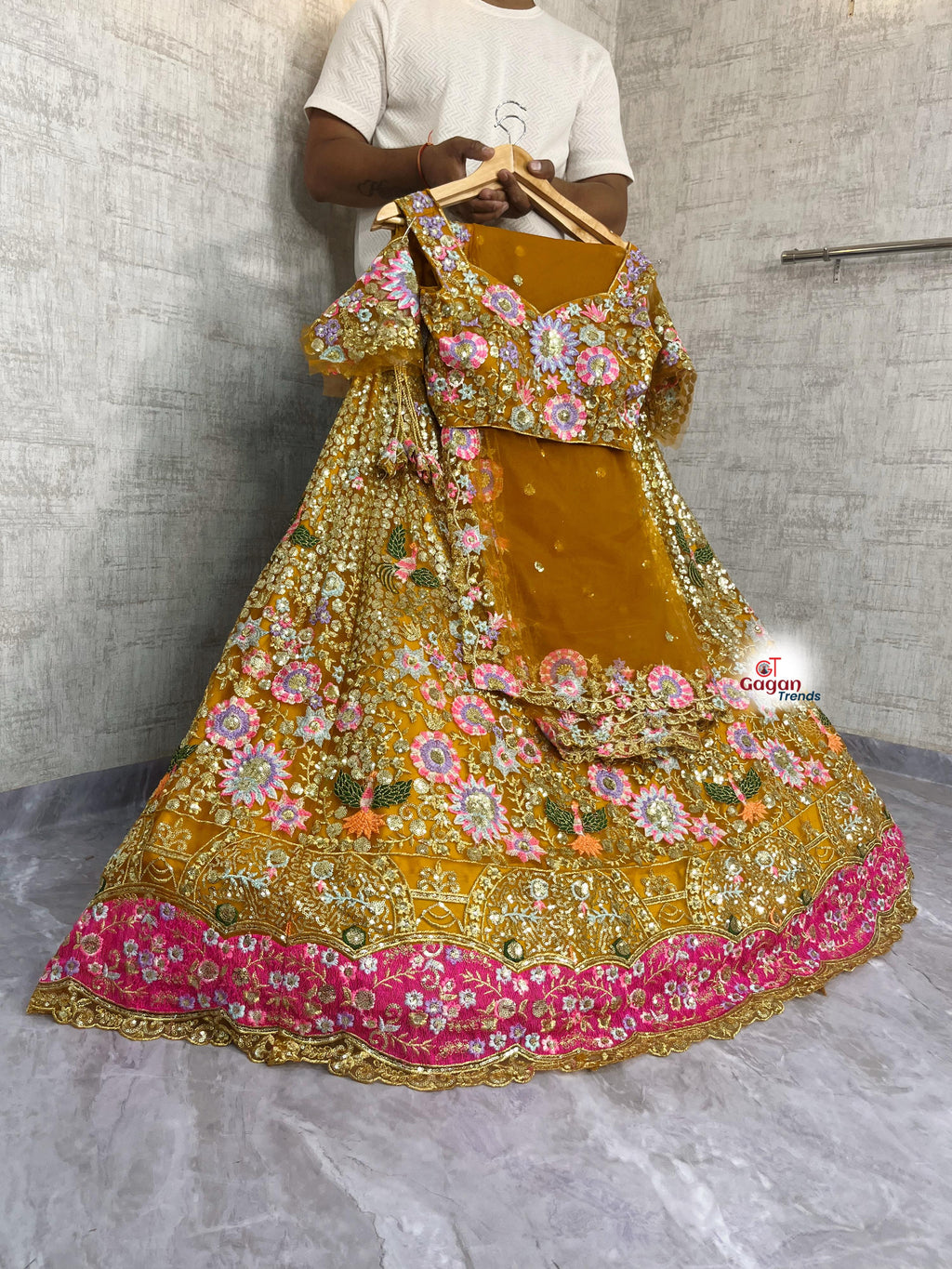 Soft Butterfly Net Lehenga with Sequins Embroidery & Dupatta – Semi-Stitched Designer Set
