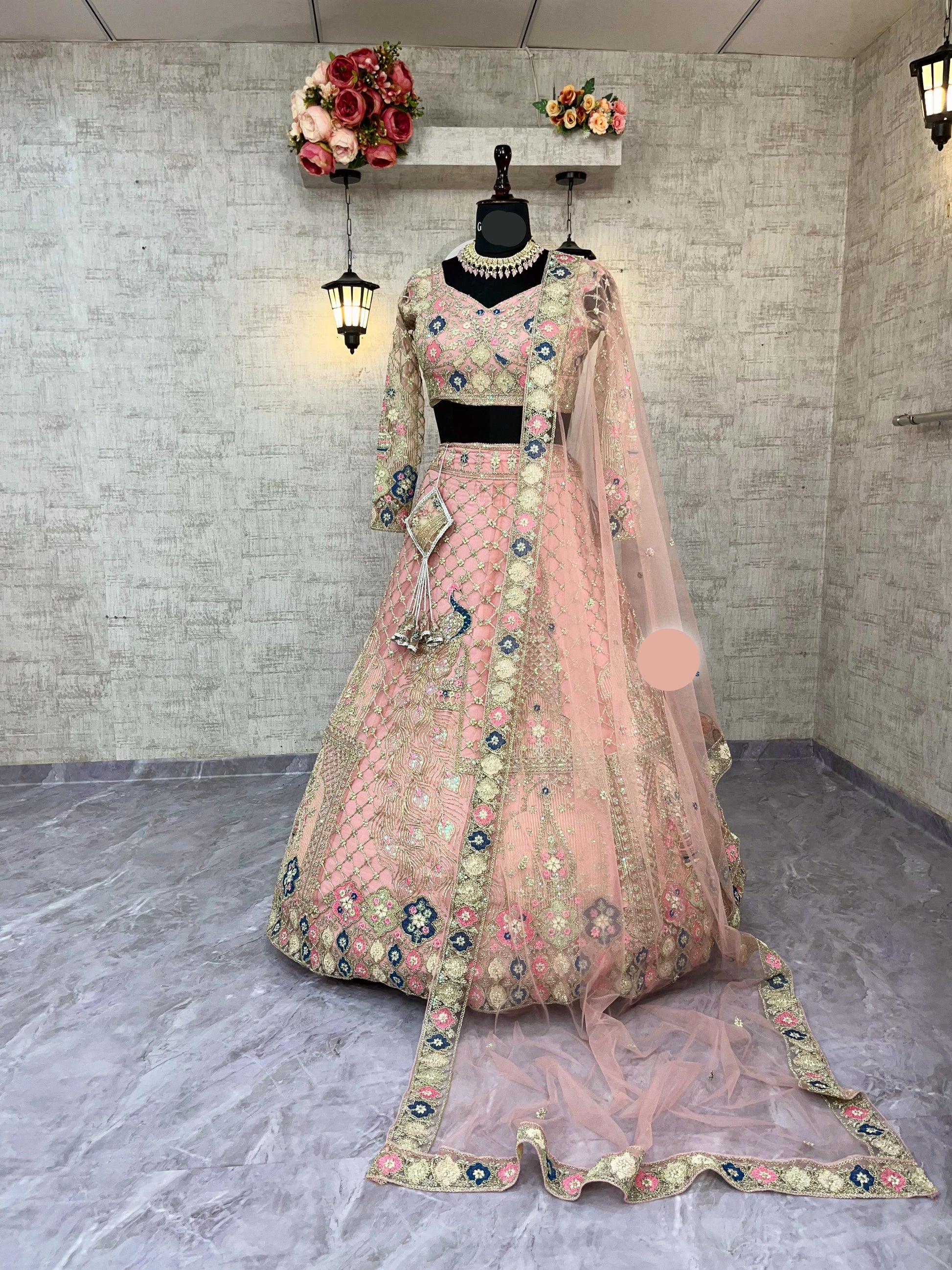 Designer Embroidered Lehenga Set with Sequins & Dupatta – Perfect for Weddings & Parties