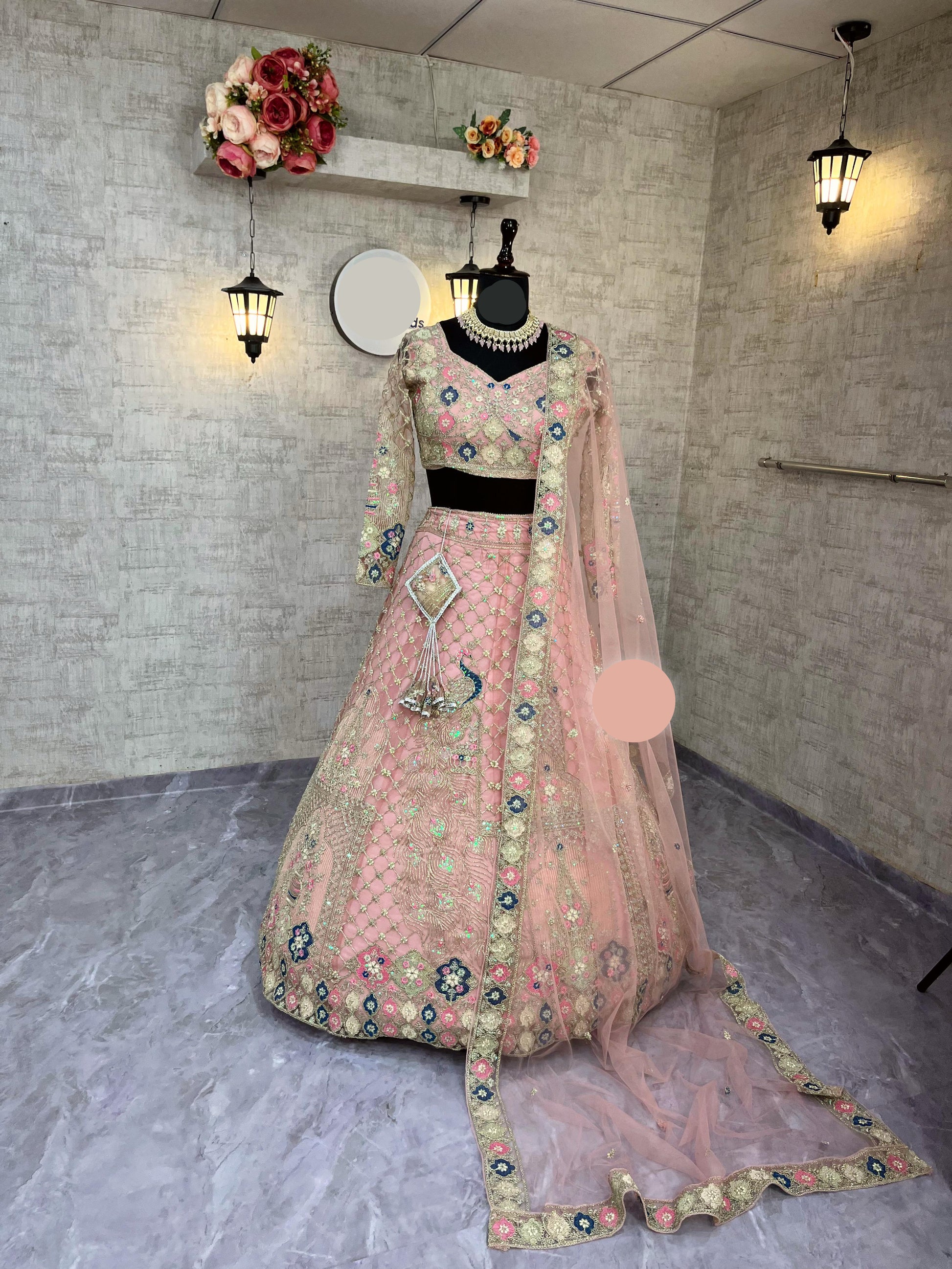 Designer Embroidered Lehenga Set with Sequins & Dupatta – Perfect for Weddings & Parties