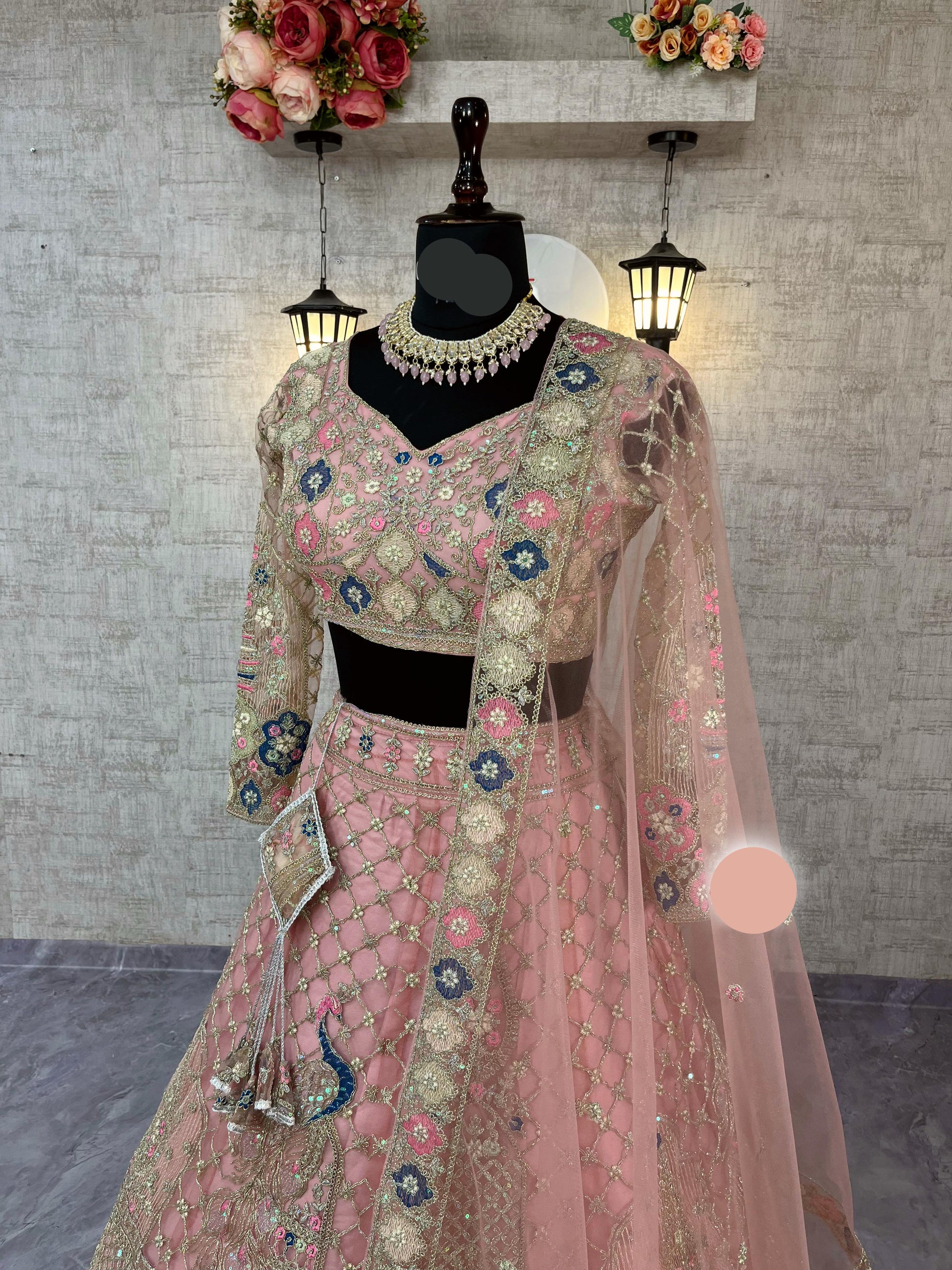 Designer Embroidered Lehenga Set with Sequins & Dupatta – Perfect for Weddings & Parties