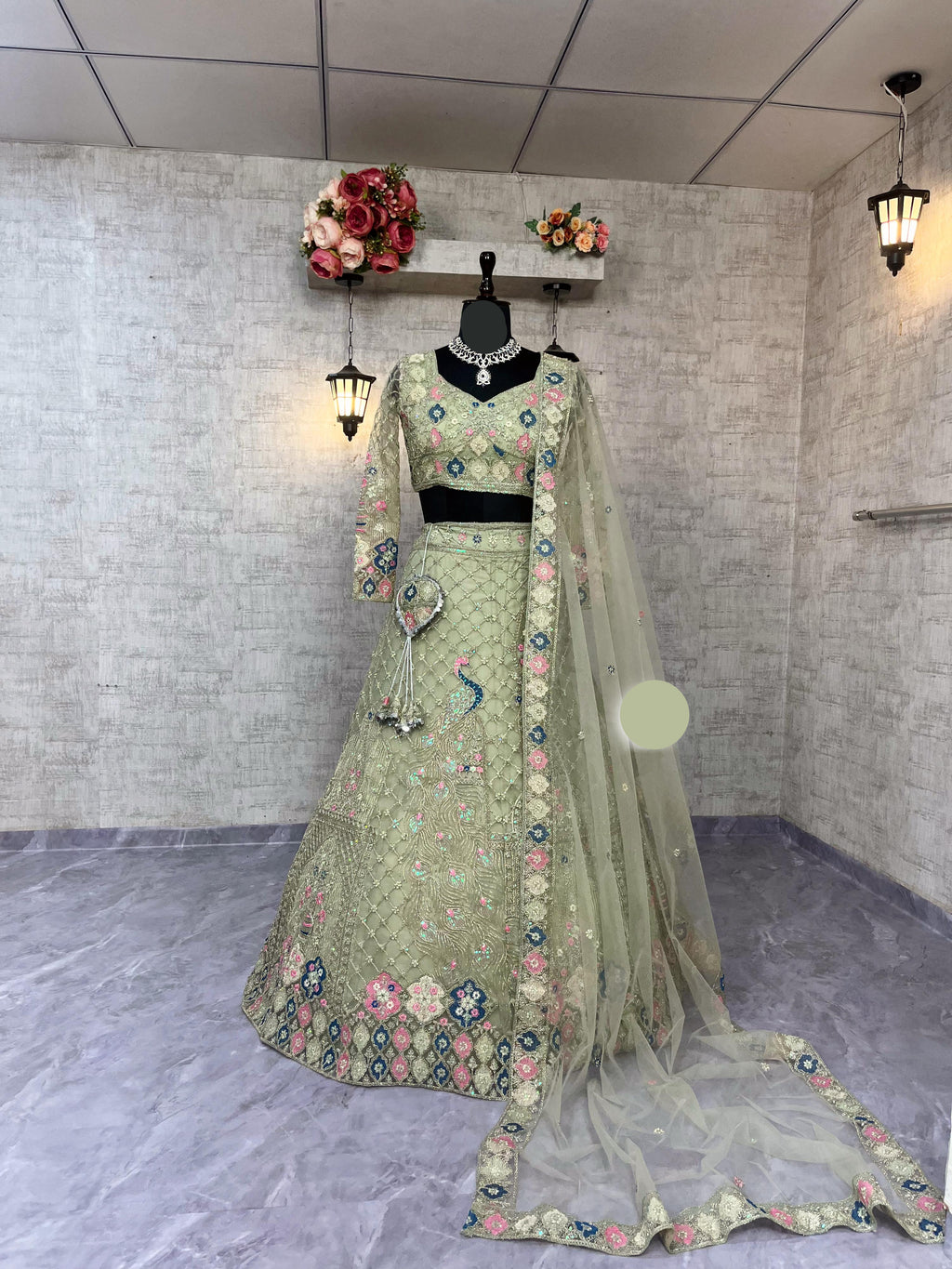Designer Embroidered Lehenga Set with Sequins & Dupatta – Perfect for Weddings & Parties