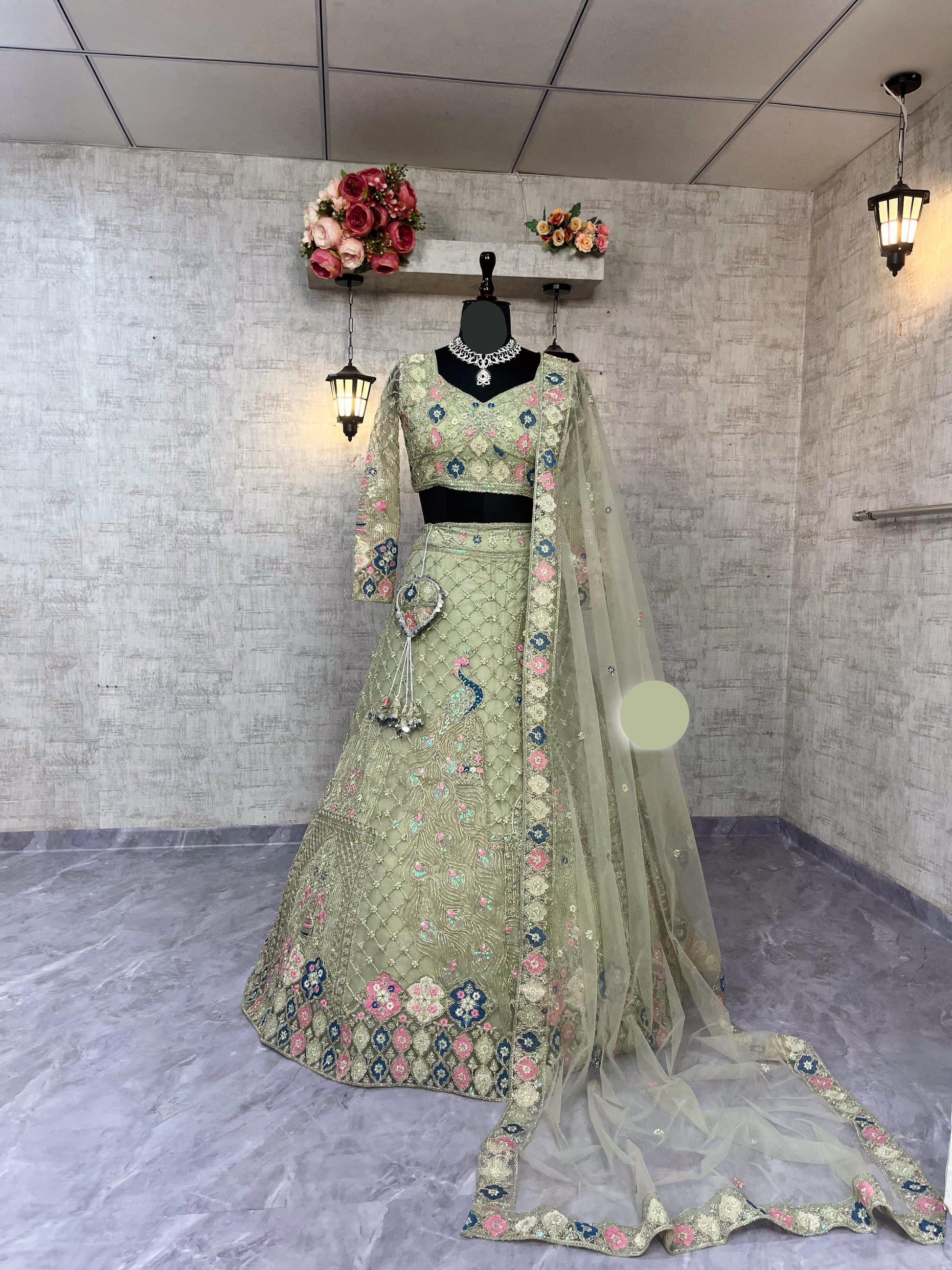 Designer Embroidered Lehenga Set with Sequins & Dupatta – Perfect for Weddings & Parties