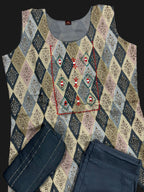 Women's 3 Piece Pure Cotton Printed Suit – Black Bottom with Designer Kurta & Dupatta