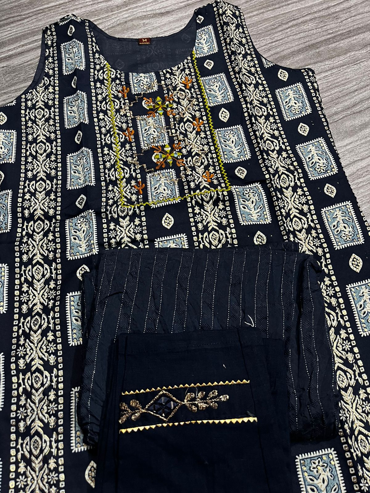 Women's 3 Piece Pure Cotton Suit – Printed Kurta with Embroidery, Bottom & Dupatta