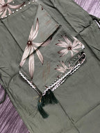 Women’s Green Floral Printed Kurti Set with Dupatta & Bottom – 3 Piece Suit