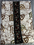 Women’s Brown & White Printed Dress Material with Embroidered Patch – 3 Piece Unstitched Fabric Set