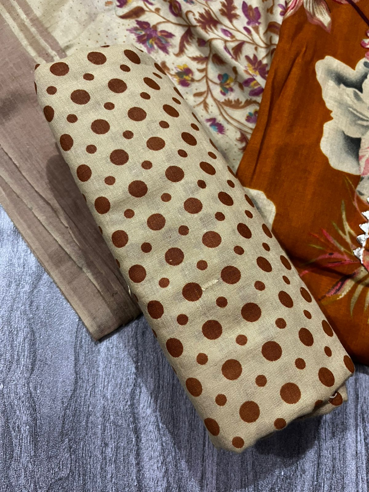 Women’s Cotton Printed Dress Material – 3 Piece Unstitched Fabric Set (Kurta, Bottom & Dupatta)