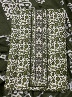 Olive Green Cotton 3-Piece Fabric Suit