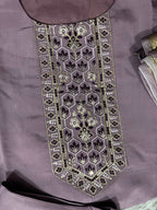 Women’s Purple Embroidered Kurti Set with Dupatta & Bottom – 3 Piece Suit