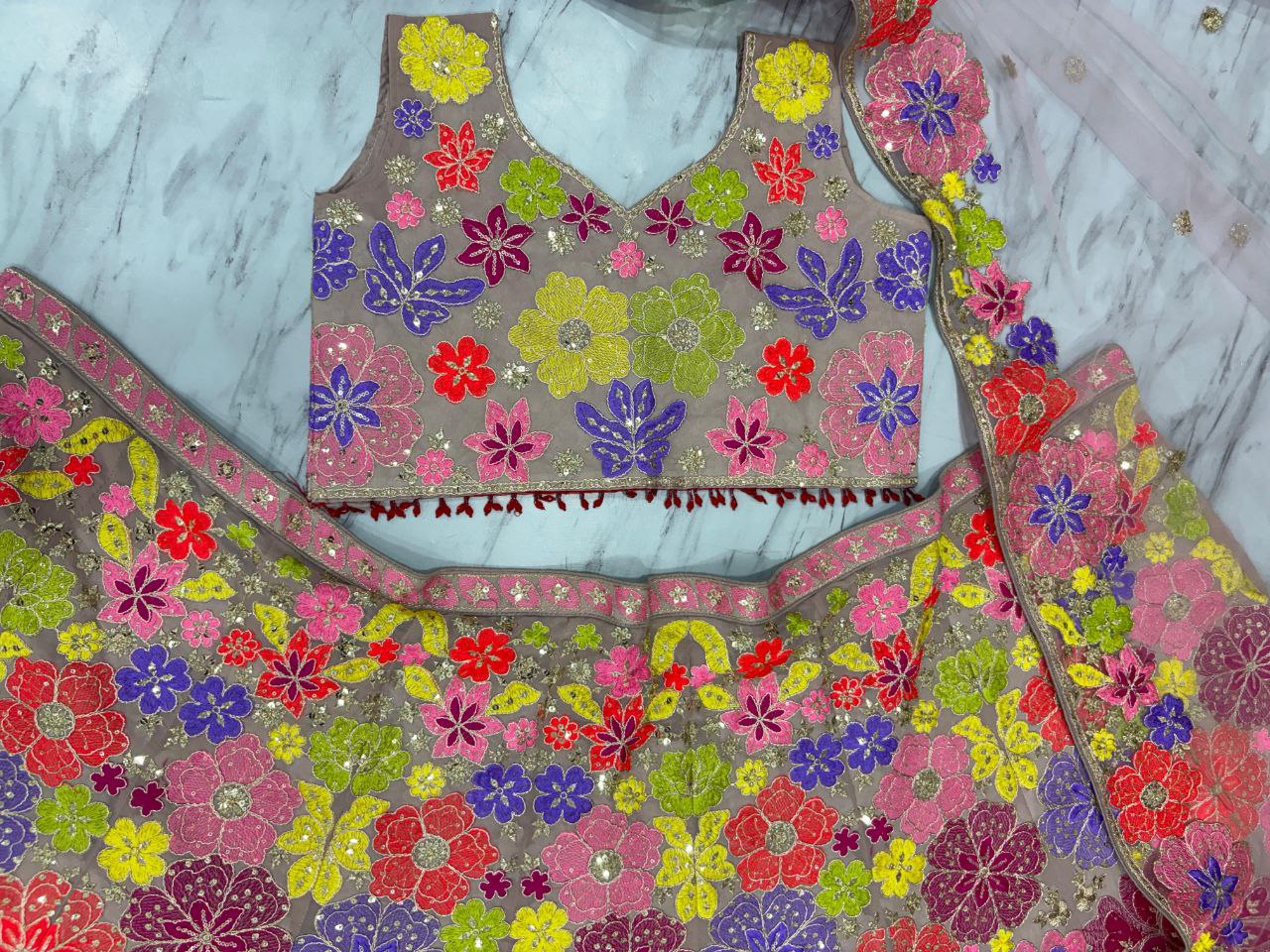 Semi-Stitched Lehenga Choli Set - 3.5m Flare with Heavy Embroidery