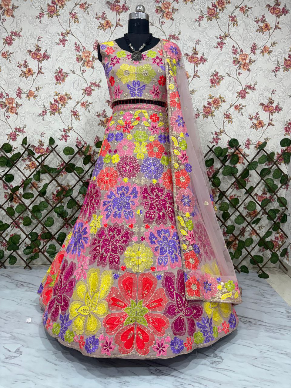 Semi-Stitched Lehenga Choli Set - 3.5m Flare with Heavy Embroidery