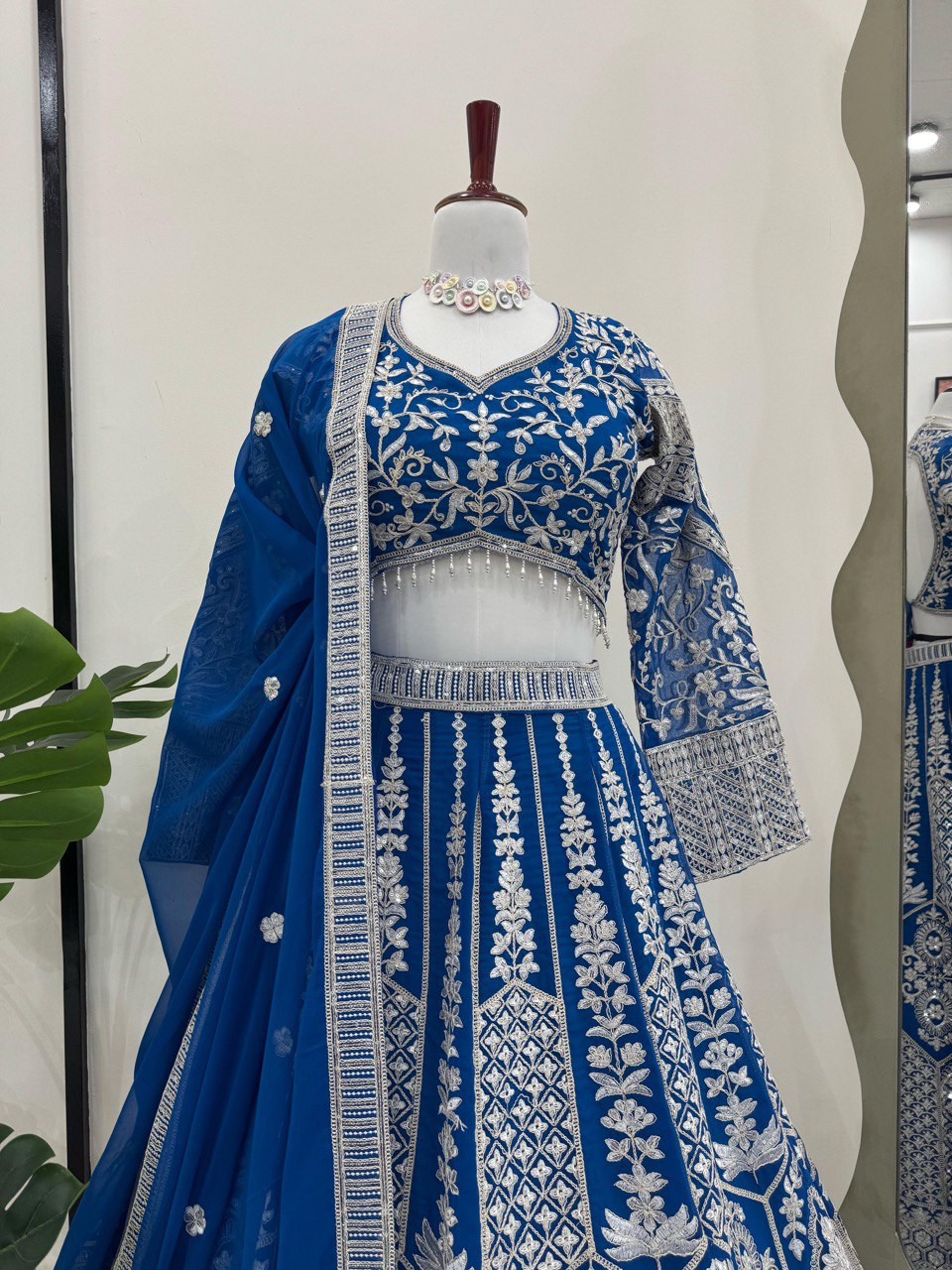 Faux Georgette Lehenga Choli Set - Coding Dori & Sequence Embroidery