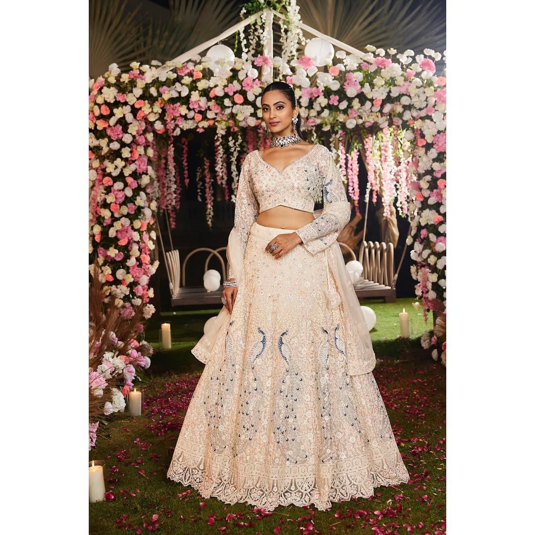 Peacock Design Butterfly Net Lehenga Choli Set - 3.5m Flare with Dori & Sandwich Sequins