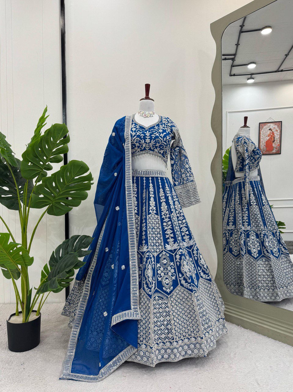 Faux Georgette Lehenga Choli Set - Coding Dori & Sequence Embroidery