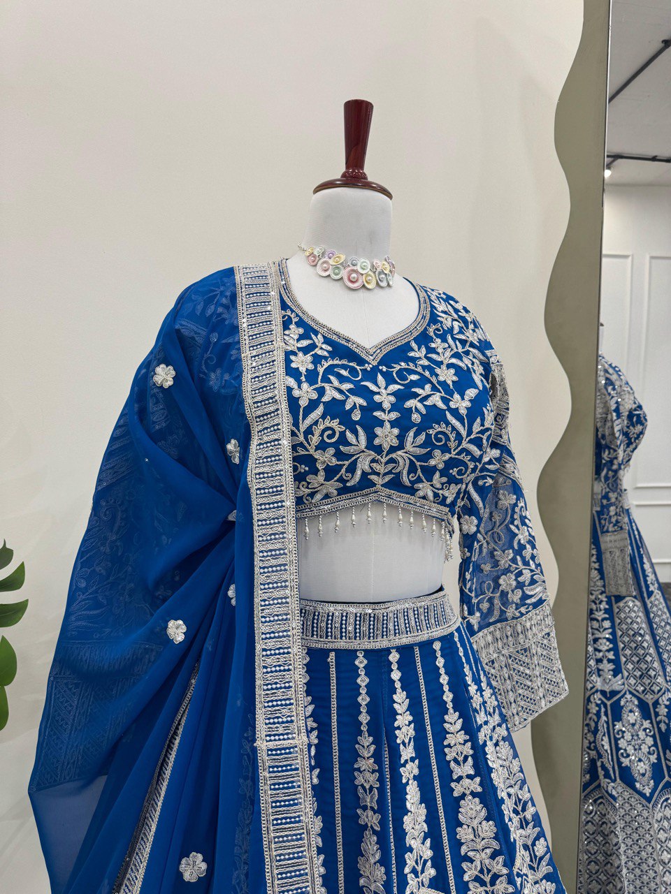 Faux Georgette Lehenga Choli Set - Coding Dori & Sequence Embroidery