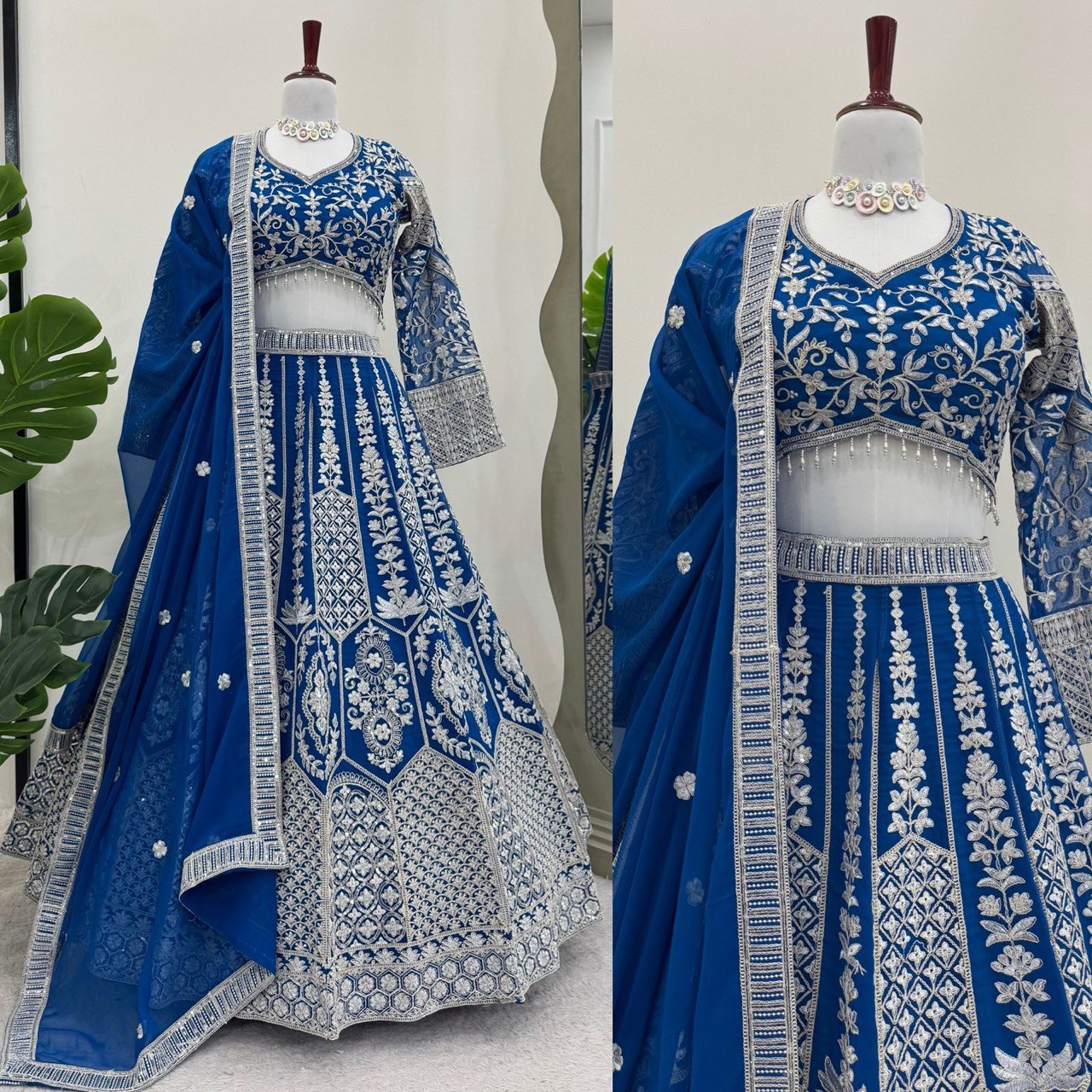 Faux Georgette Lehenga Choli Set - Coding Dori & Sequence Embroidery