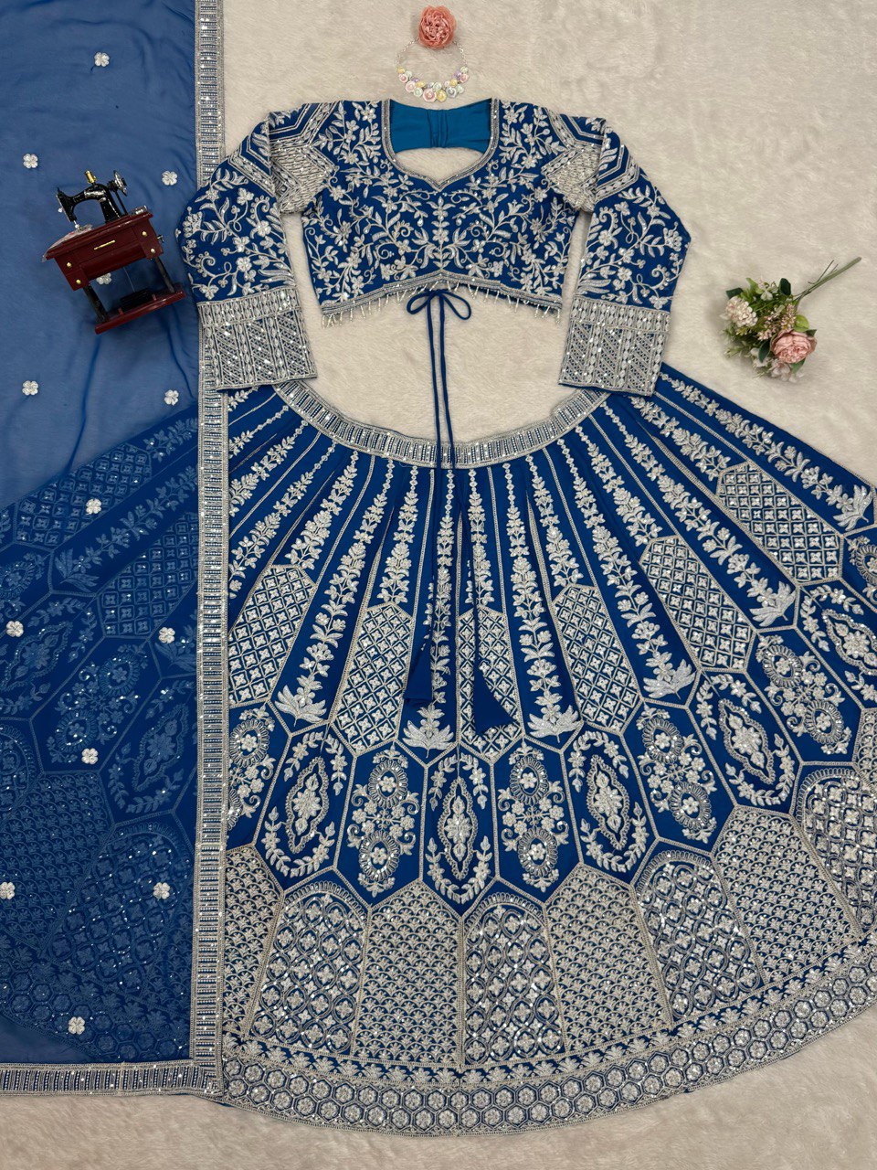 Faux Georgette Lehenga Choli Set - Coding Dori & Sequence Embroidery