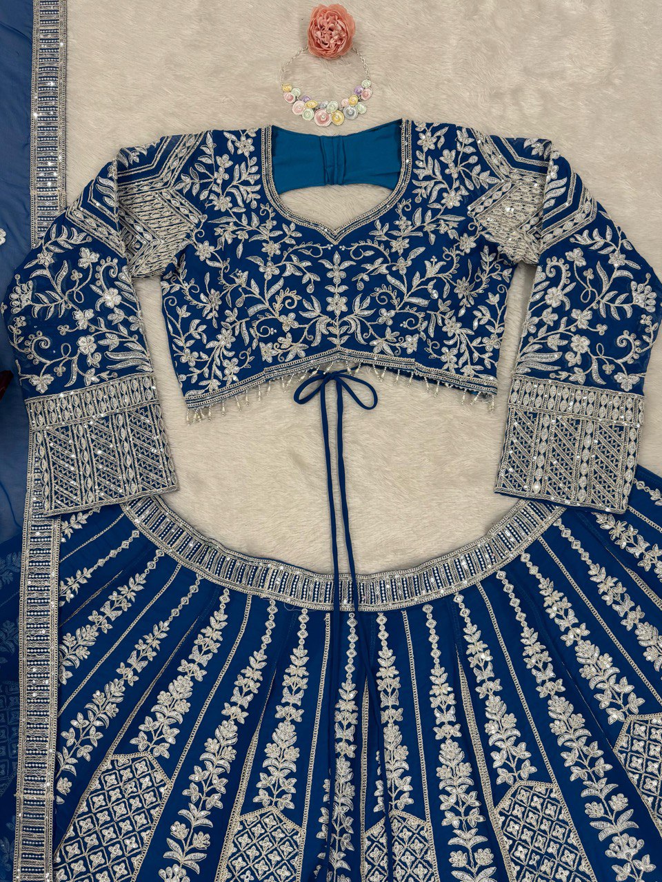 Faux Georgette Lehenga Choli Set - Coding Dori & Sequence Embroidery
