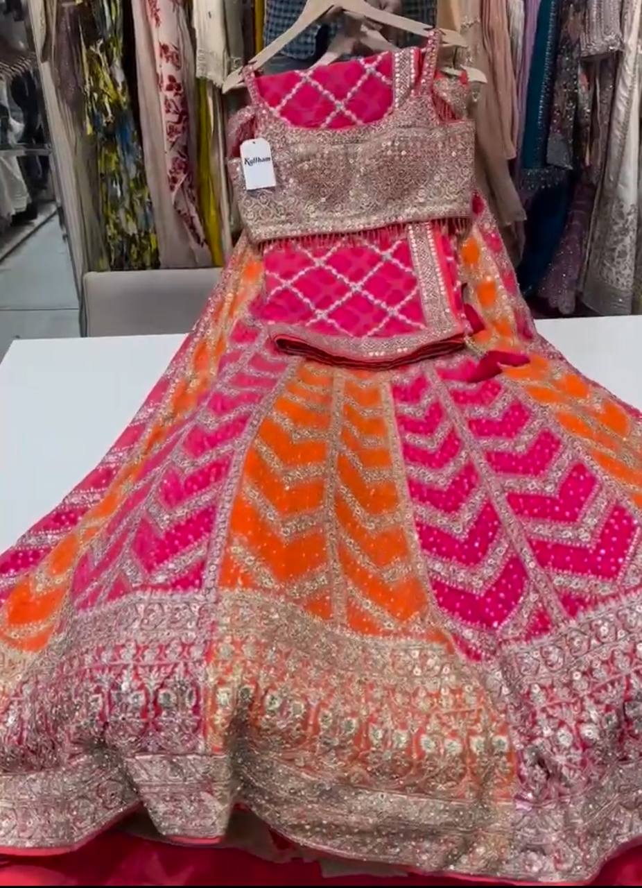 Embroidered Stone & Sequins Fox Georgette Lehenga Set – Elegant Partywear