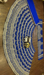 royal blue lehenga with heavy golden zari and sequin embroidery