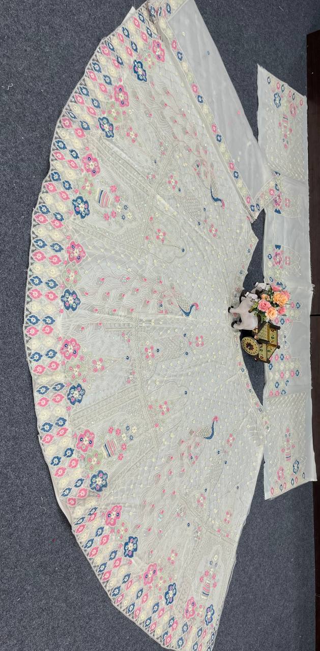 Designer Embroidered Lehenga Set with Sequins & Dupatta – Perfect for Weddings & Parties