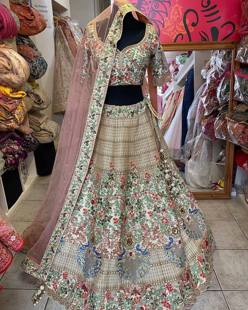 Multi colour black  Premium Faux Georgette lehenga with designer blouse