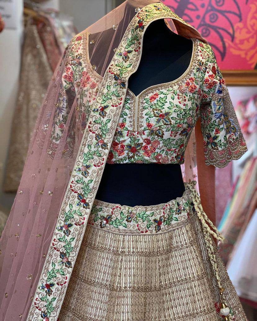 Multi colour black  Premium Faux Georgette lehenga with designer blouse