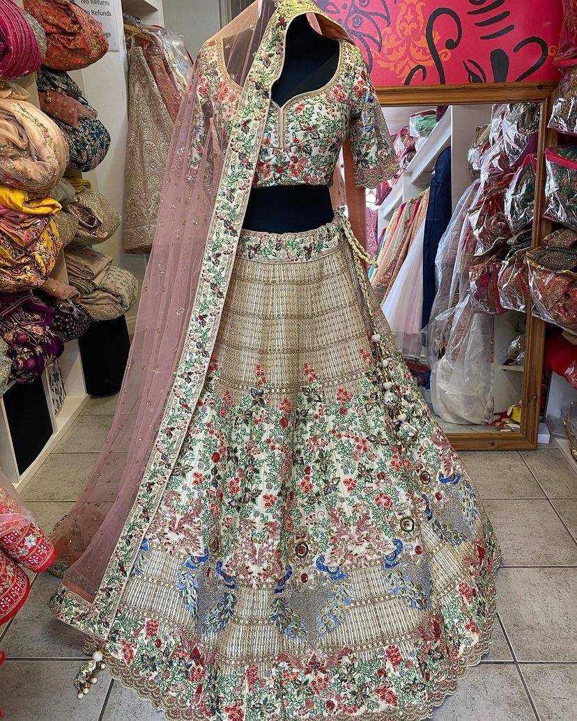 Multi colour black  Premium Faux Georgette lehenga with designer blouse