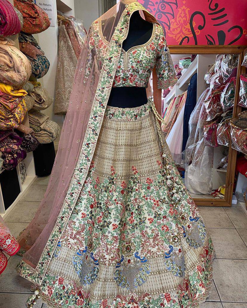Multi colour black  Premium Faux Georgette lehenga with designer blouse