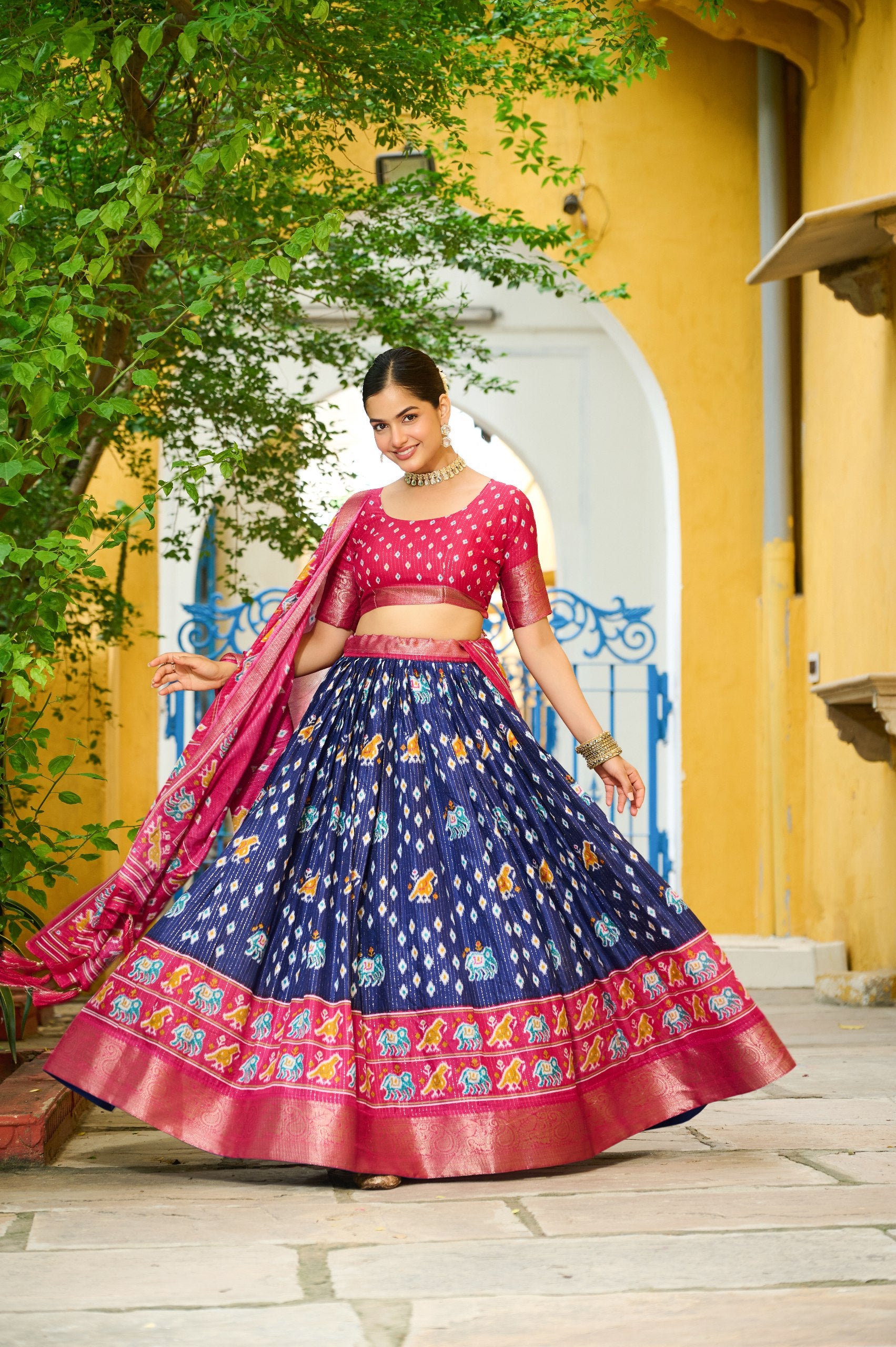 ✨ Heavy Lichi Jacquard Lehenga Choli with Dupatta (Stitched, Upto Size 44) | Bridal Party Wear ✨