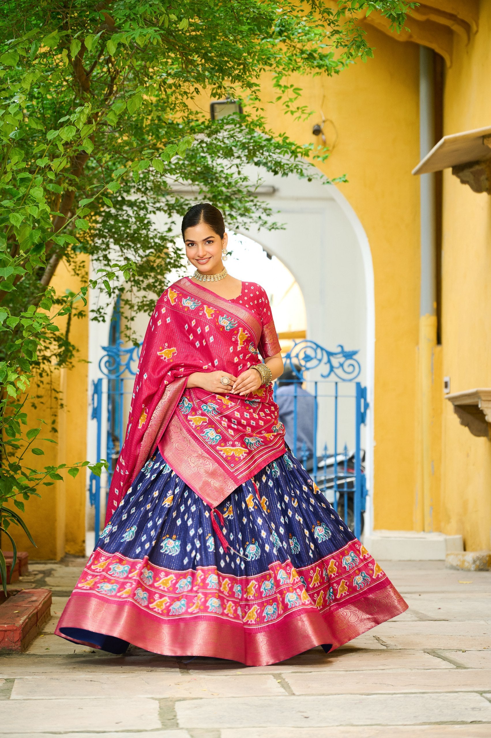 ✨ Heavy Lichi Jacquard Lehenga Choli with Dupatta (Stitched, Upto Size 44) | Bridal Party Wear ✨