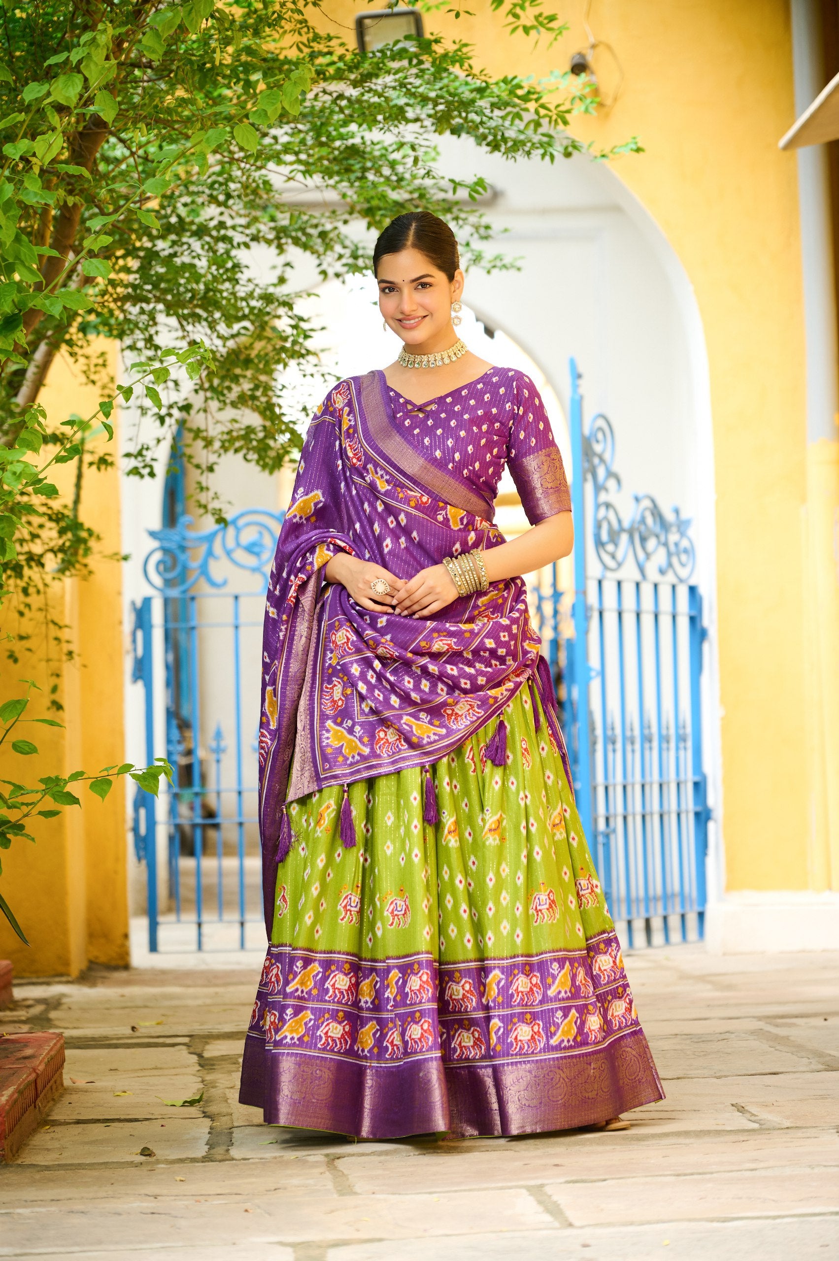 ✨ Heavy Lichi Jacquard Lehenga Choli with Dupatta (Stitched, Upto Size 44) | Bridal Party Wear ✨