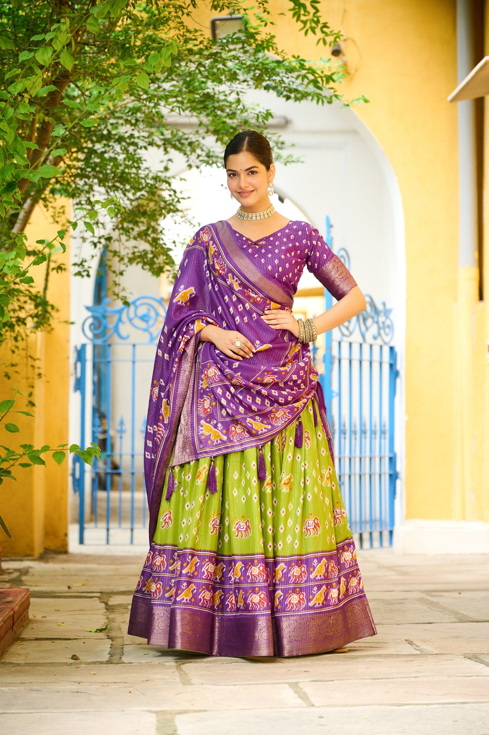 ✨ Heavy Lichi Jacquard Lehenga Choli with Dupatta (Stitched, Upto Size 44) | Bridal Party Wear ✨