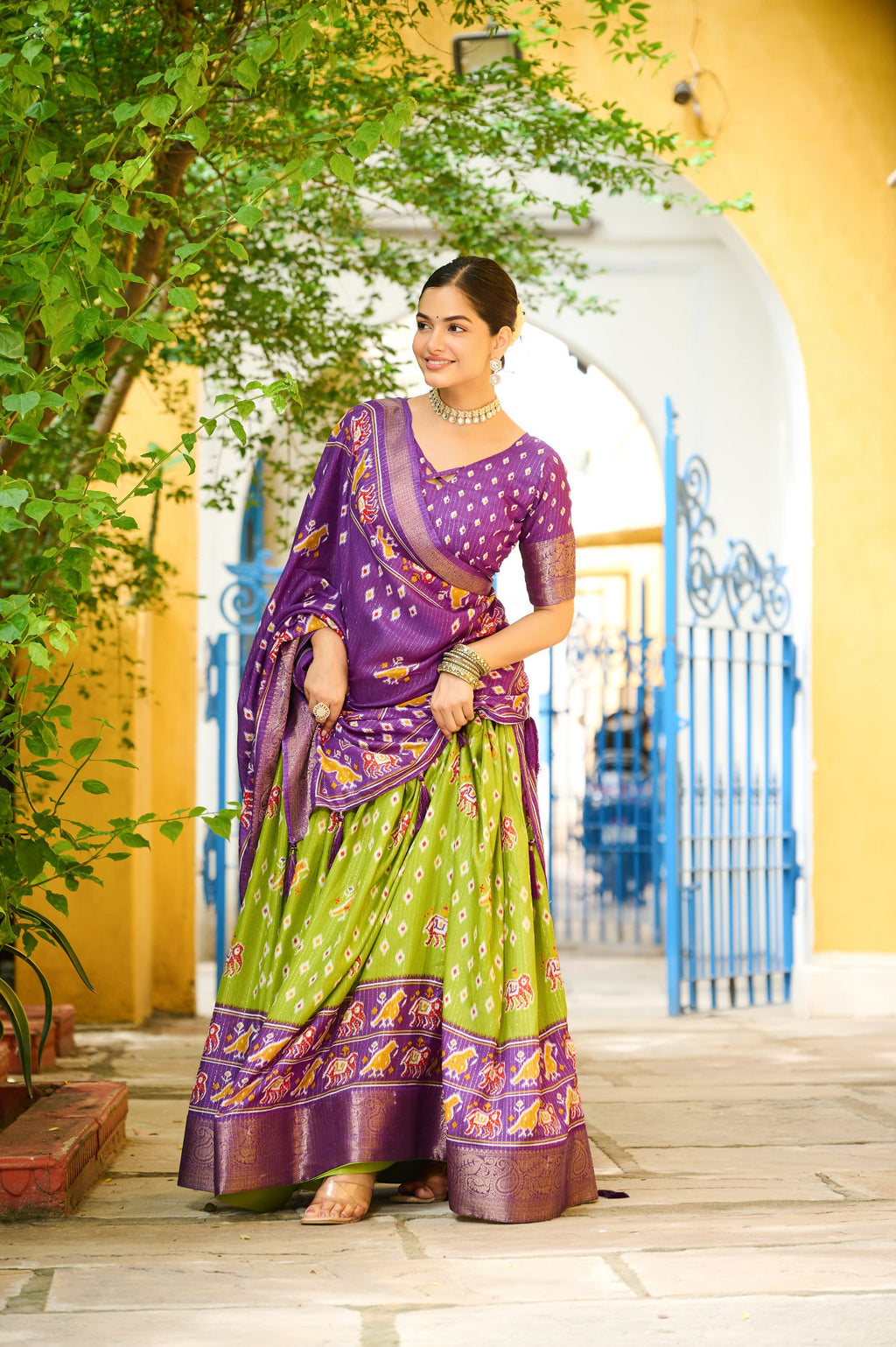 ✨ Heavy Lichi Jacquard Lehenga Choli with Dupatta (Stitched, Upto Size 44) | Bridal Party Wear ✨