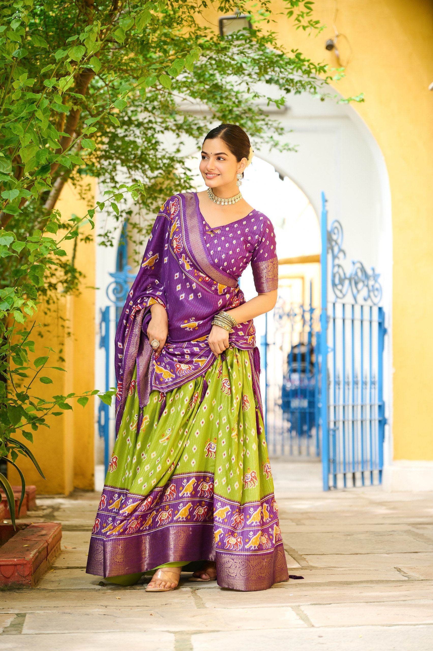 ✨ Heavy Lichi Jacquard Lehenga Choli with Dupatta (Stitched, Upto Size 44) | Bridal Party Wear ✨