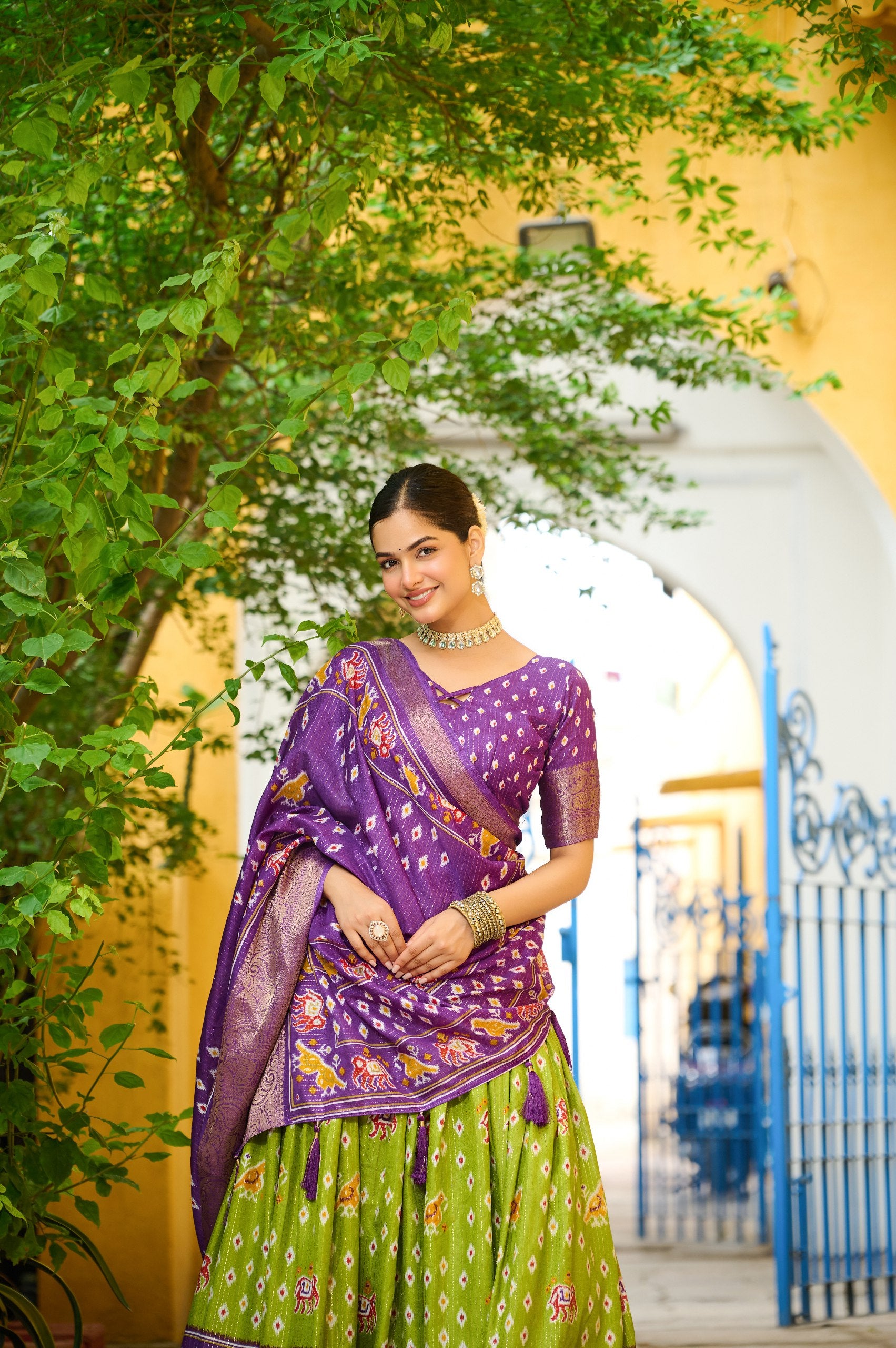 ✨ Heavy Lichi Jacquard Lehenga Choli with Dupatta (Stitched, Upto Size 44) | Bridal Party Wear ✨