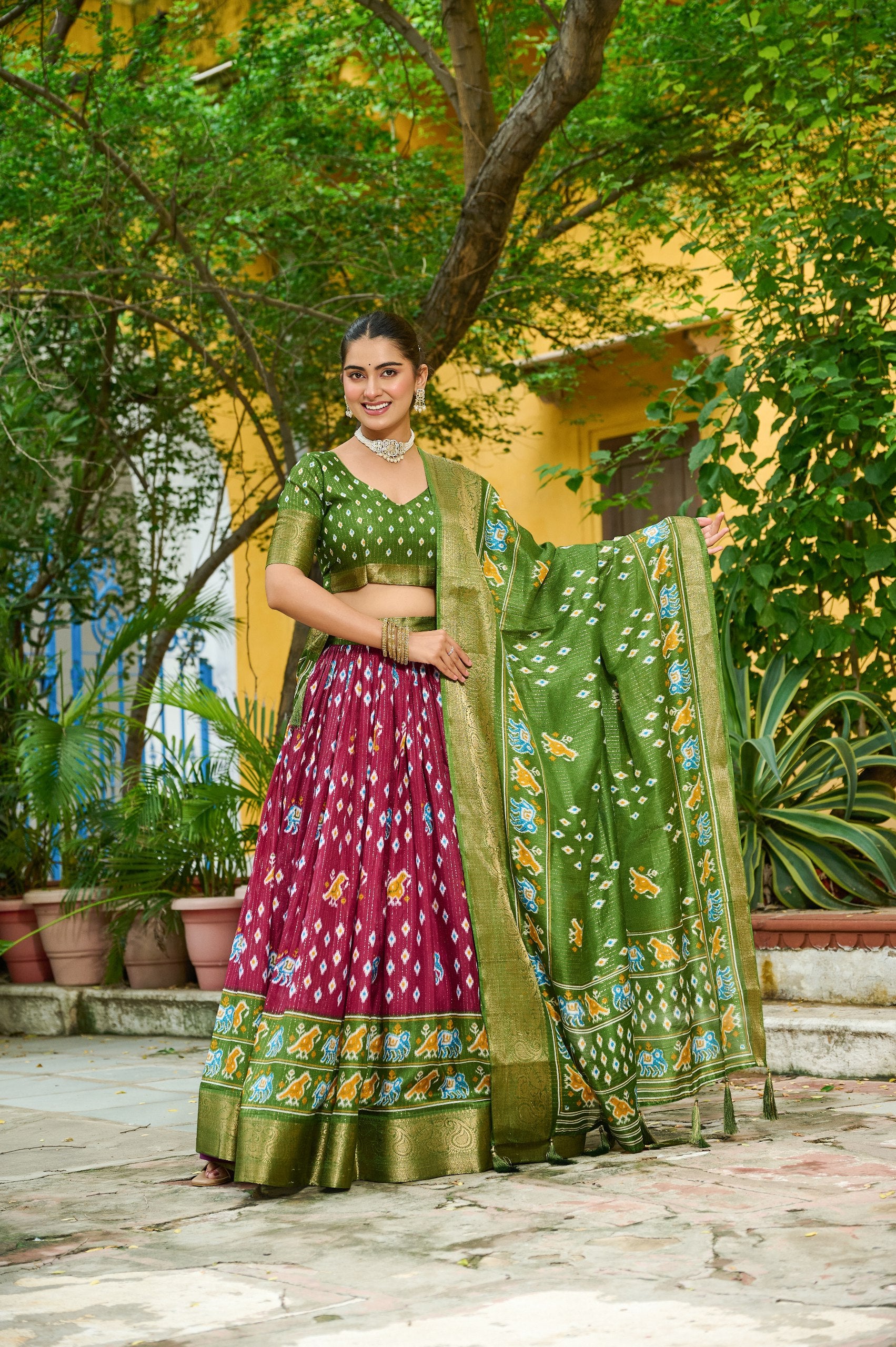 ✨ Heavy Lichi Jacquard Lehenga Choli with Dupatta (Stitched, ) | Bridal Party Wear ✨