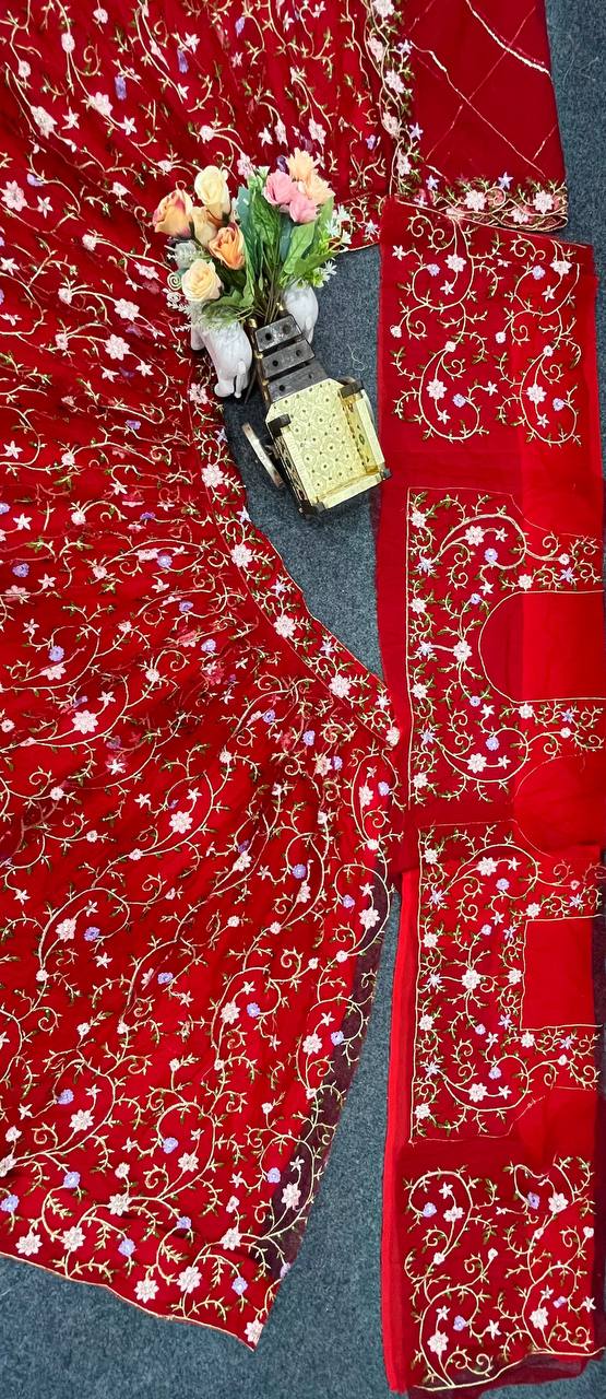 Soft Net Lehenga with Embroidery Sequins Work – Semi-Stitched Set