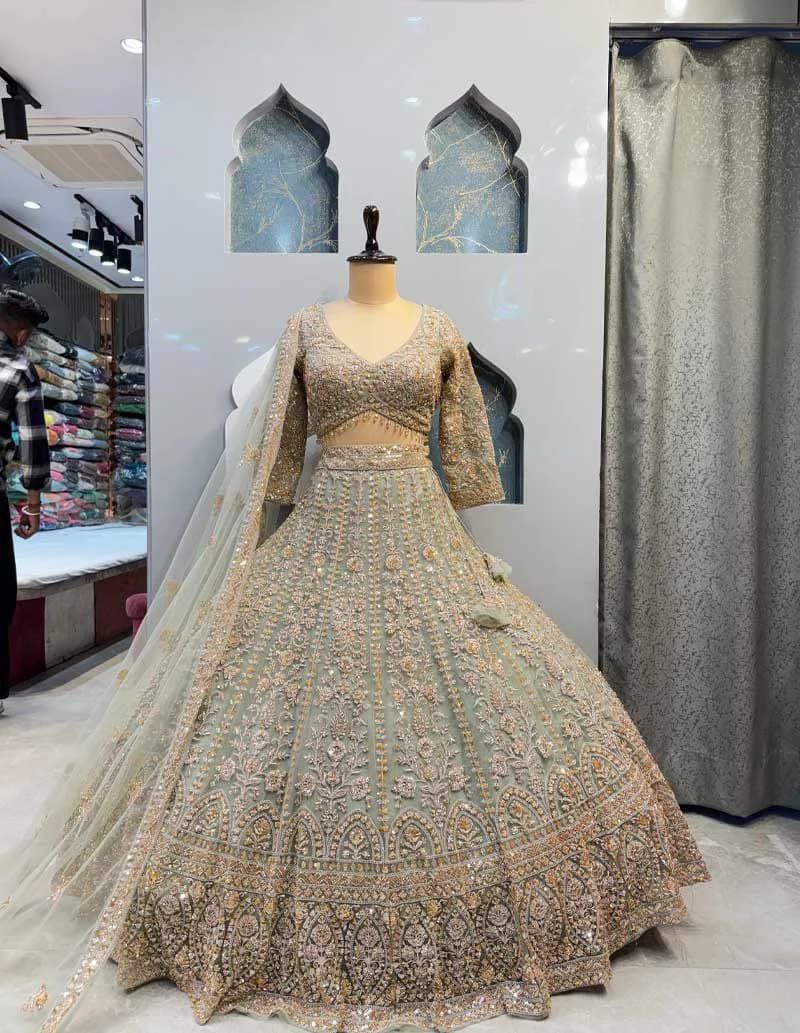 Premium Faux Georgette Lehenga with Coding Sequins Work – Semi-Stitched Set