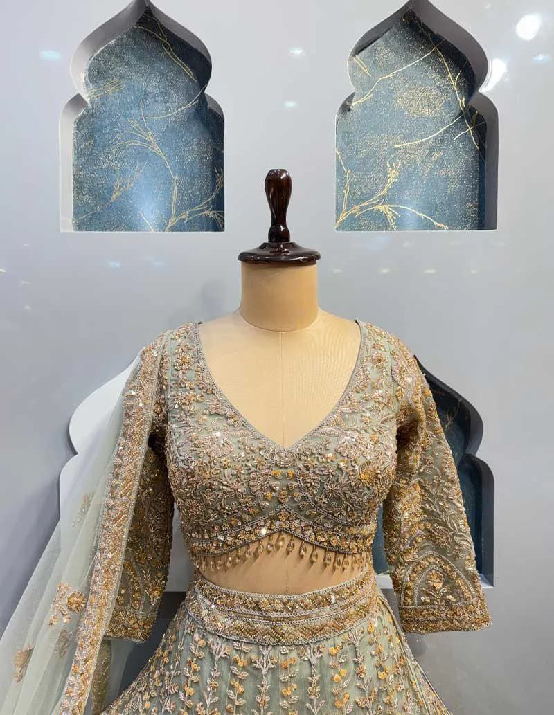 Premium Faux Georgette Lehenga with Coding Sequins Work – Semi-Stitched Set