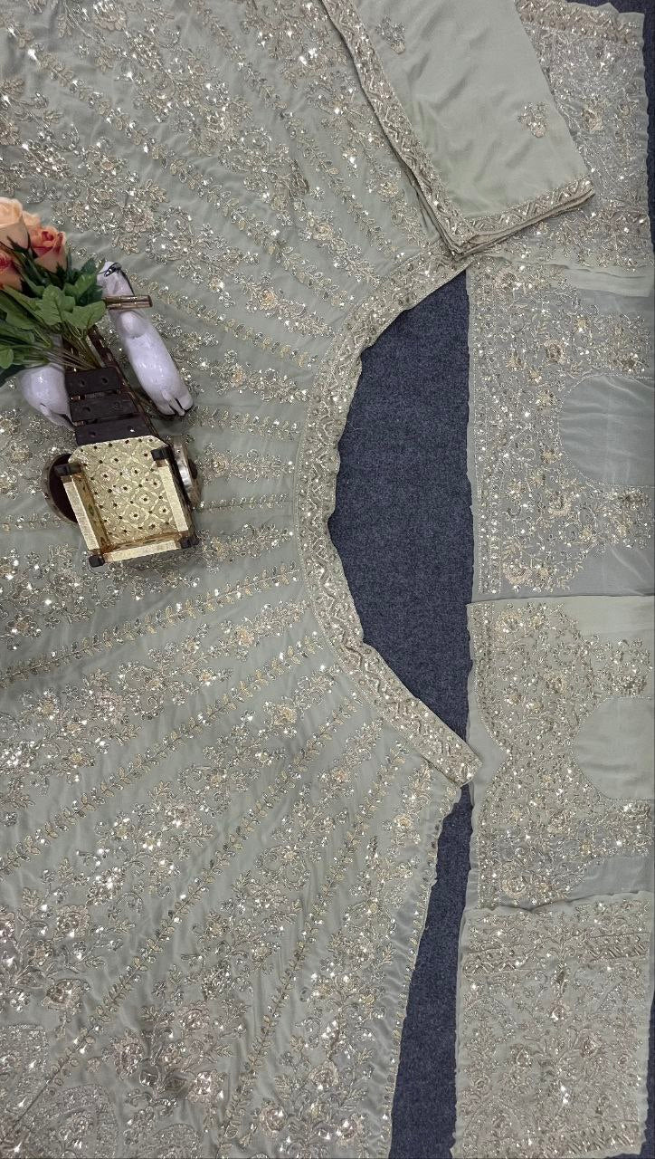Premium Faux Georgette Lehenga with Coding Sequins Work – Semi-Stitched Set