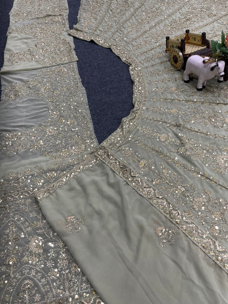 Premium Faux Georgette Lehenga with Coding Sequins Work – Semi-Stitched Set