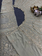 Sage Green Soft Net Lehenga Choli with Heavy Zari and Mirror Embroidery