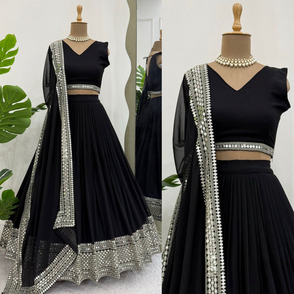 Royal 9mm Sequence Embroidered Lehenga Choli – Semi-Stitched with 3-Meter Flair & Lace Dupatta