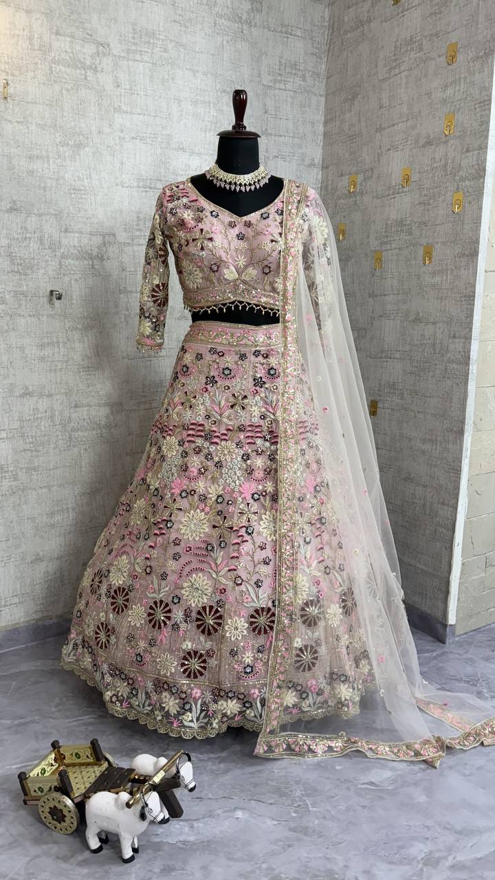 Premium Soft Net Lehenga Choli Set with Sequins Embroidery