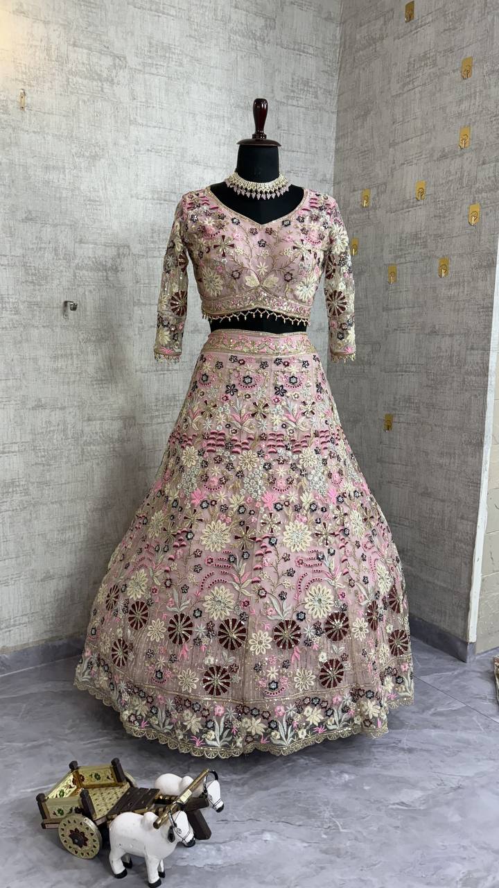 Premium Soft Net Lehenga Choli Set with Sequins Embroidery