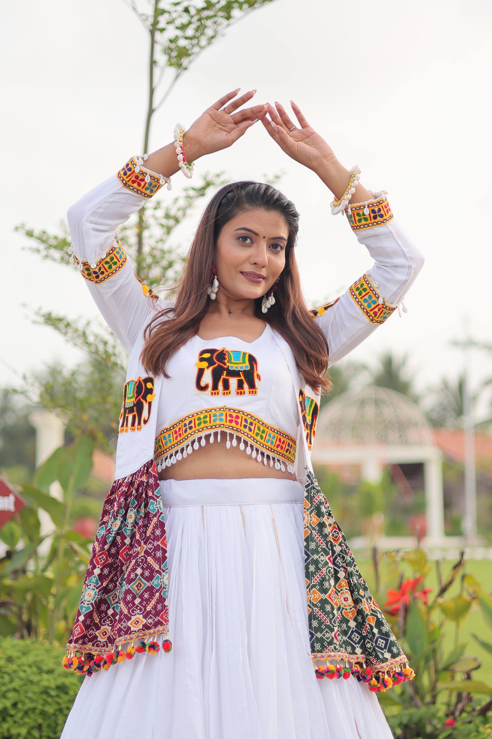 Navratri Special Gamthi Work Lehenga Choli - 6 Meter Flare